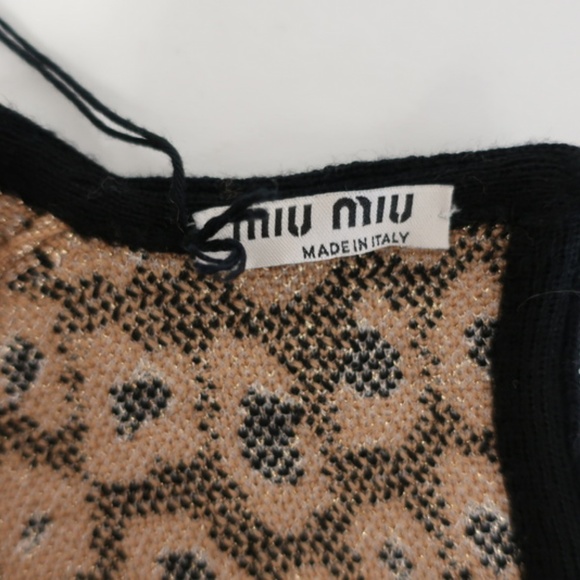 Miu Miu Leopard Print Sweater Dress Gold Lurex - Picture 7 of 8